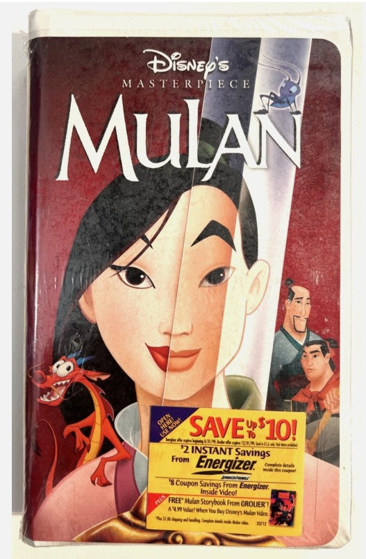 Disney Mulan VHS Masterpiece Collection Factory Sealed 1999 w Energizer Promo