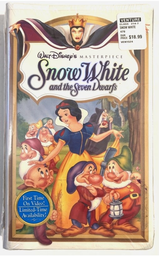 Disney’s Snow White and the Seven Dwarfs VHS — Masterpiece Collection (Factory Sealed, 1994, Venture Sticker)
