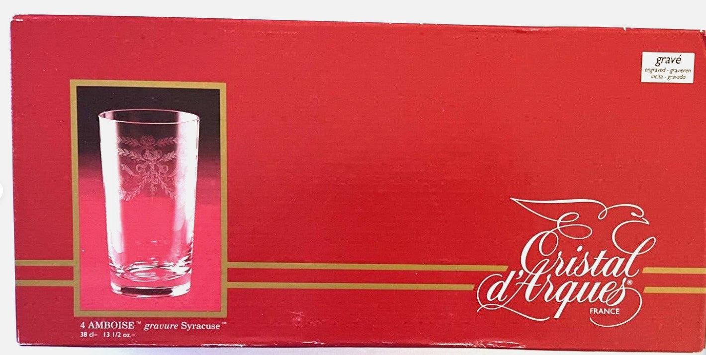 D'Arques Amboise Crystal Highball Glasses – Set of 4, Vintage France, Original Box