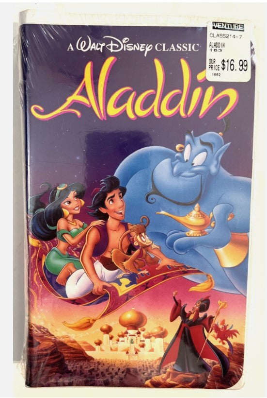 Disney’s Aladdin VHS — Black Diamond Classic (Factory Sealed, 1993, Venture Sticker)