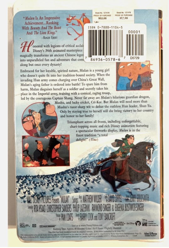 Disney Mulan VHS Masterpiece Collection Factory Sealed 1999 w Energizer Promo