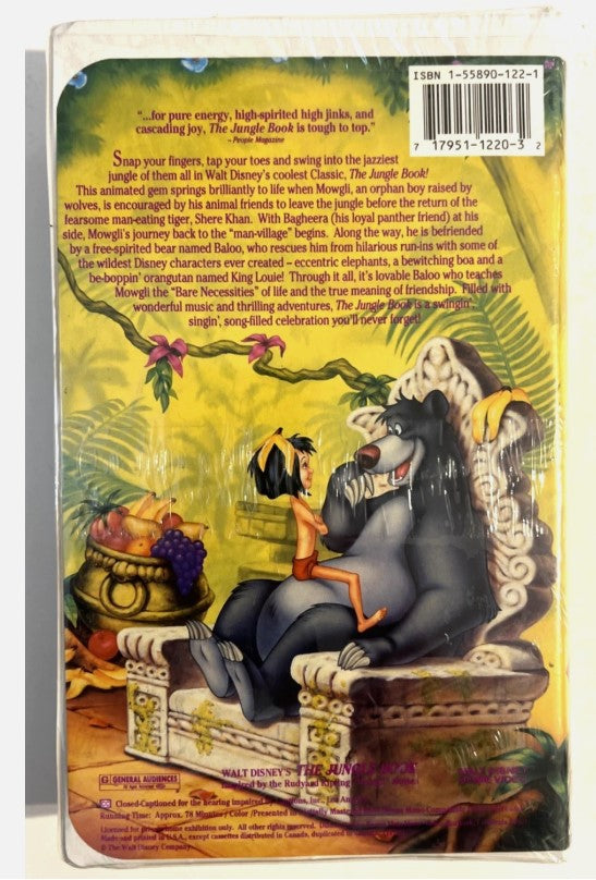 Disney’s The Jungle Book VHS — Black Diamond Classic (Factory Sealed, 1991, Venture Sticker)