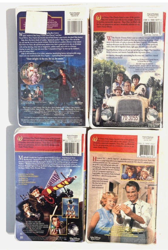 Disney Masterpiece VHS Lot (4 Sealed) — Mary Poppins, The Shaggy Dog, Son of Flubber, That Darn Cat