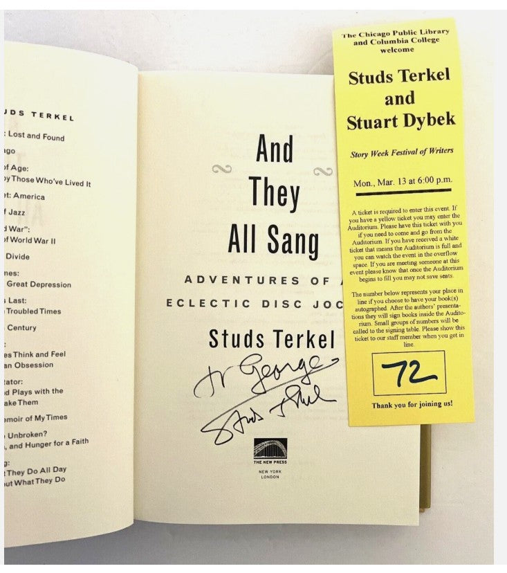 And They All Sang – Studs Terkel (Signed Hardcover) — Pulitzer Prize Author