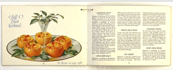 1925 Jell-O Gelatin Vintage Recipe Booklet — Neapolitan, Fruit Cocktail & Menu Art Graphics